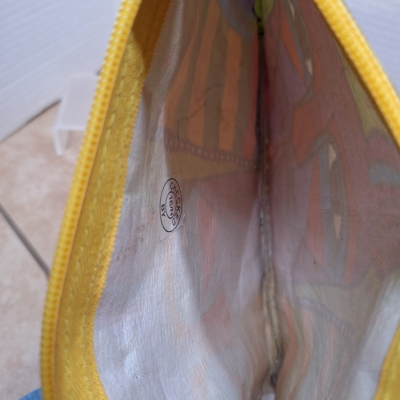 Laurel Burch Cotton Canvas Make Up Bag Pouch Pink Purple Cat Zipper Top 9" - Picture 6 of 9